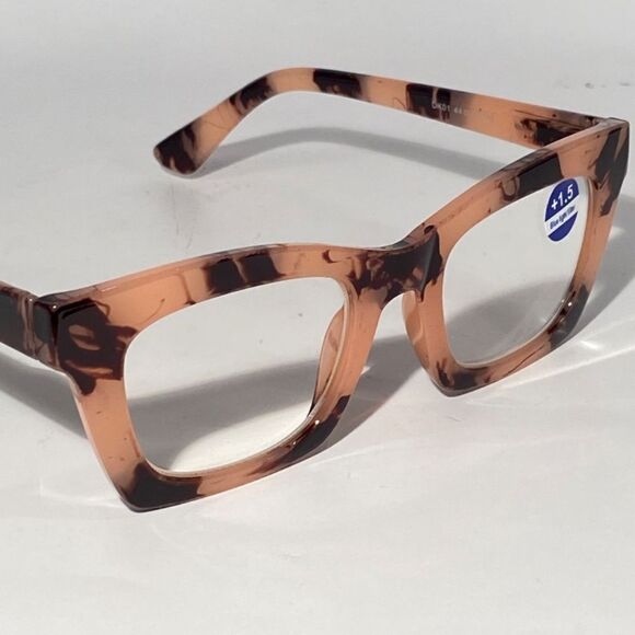 1292 Gretchen Reading Glasses 1.5 Square Pink Black Tortoise Frames NWT - Picture 7 of 9